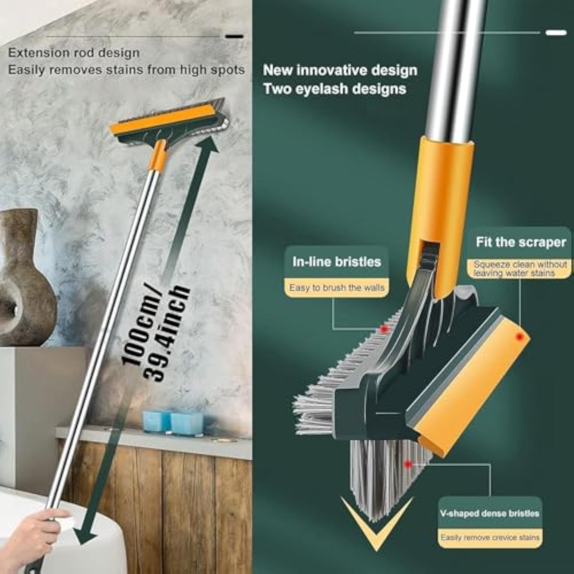 Toilet Cleaning Brush with Wiper and Long Handle